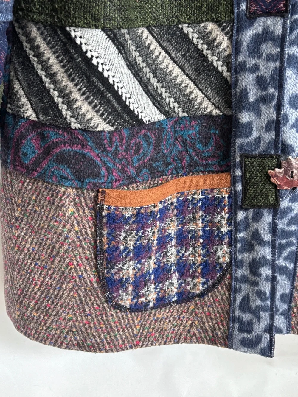 Ali Miled Patchwork Cotton / Poly Blend Jacket Peacoat Sz XL - Picture 3 of 10